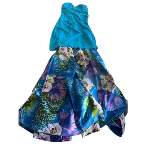 Cache Strapless Mermaid Gown Beaded Bust Tropical Print Sz M READ Y2K USA Made - Picture 11 of 16